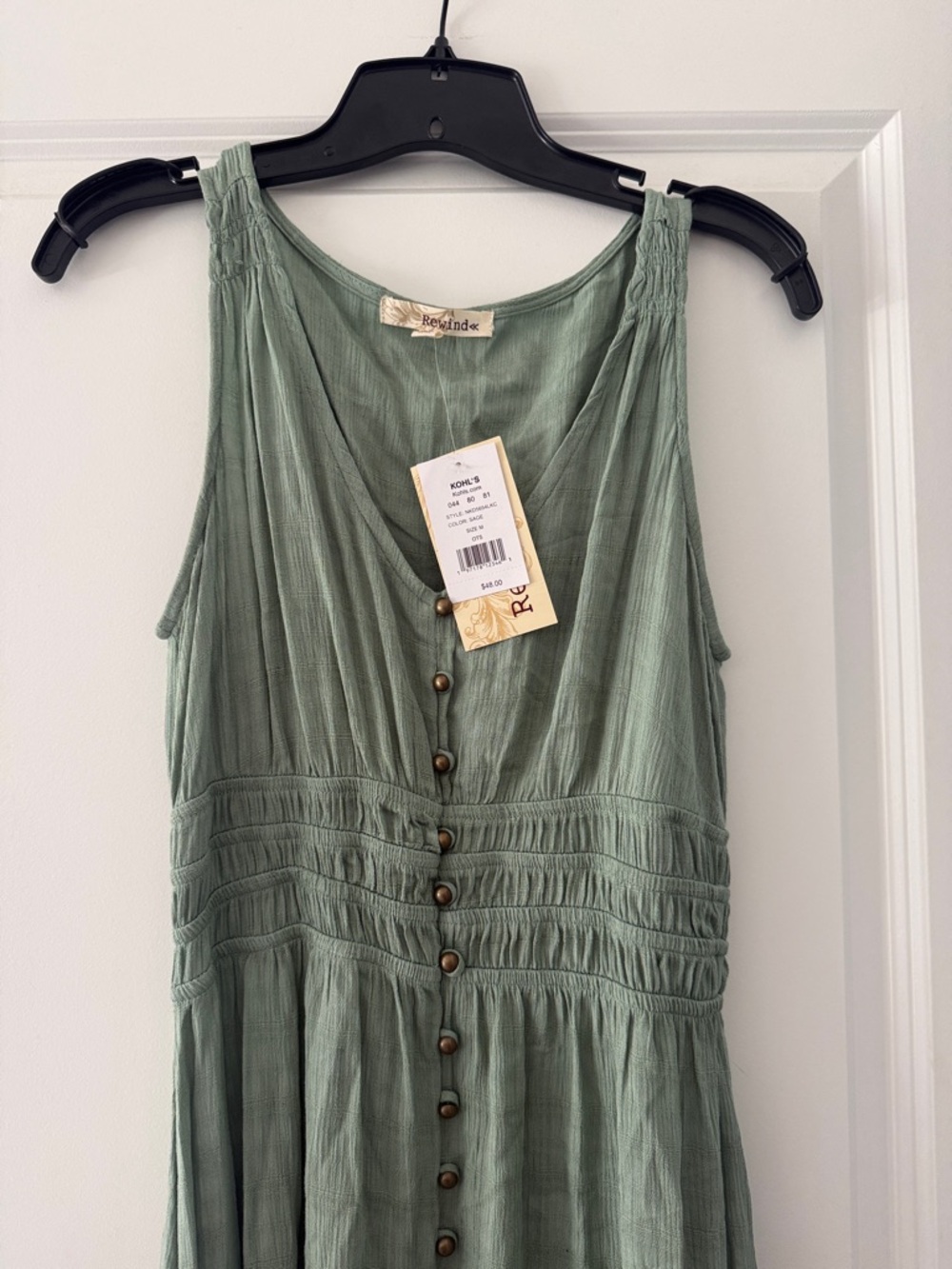 Rewind Sage Green Sleeveless High-Low Button Front Maxi Dress - Picture 2 of 4